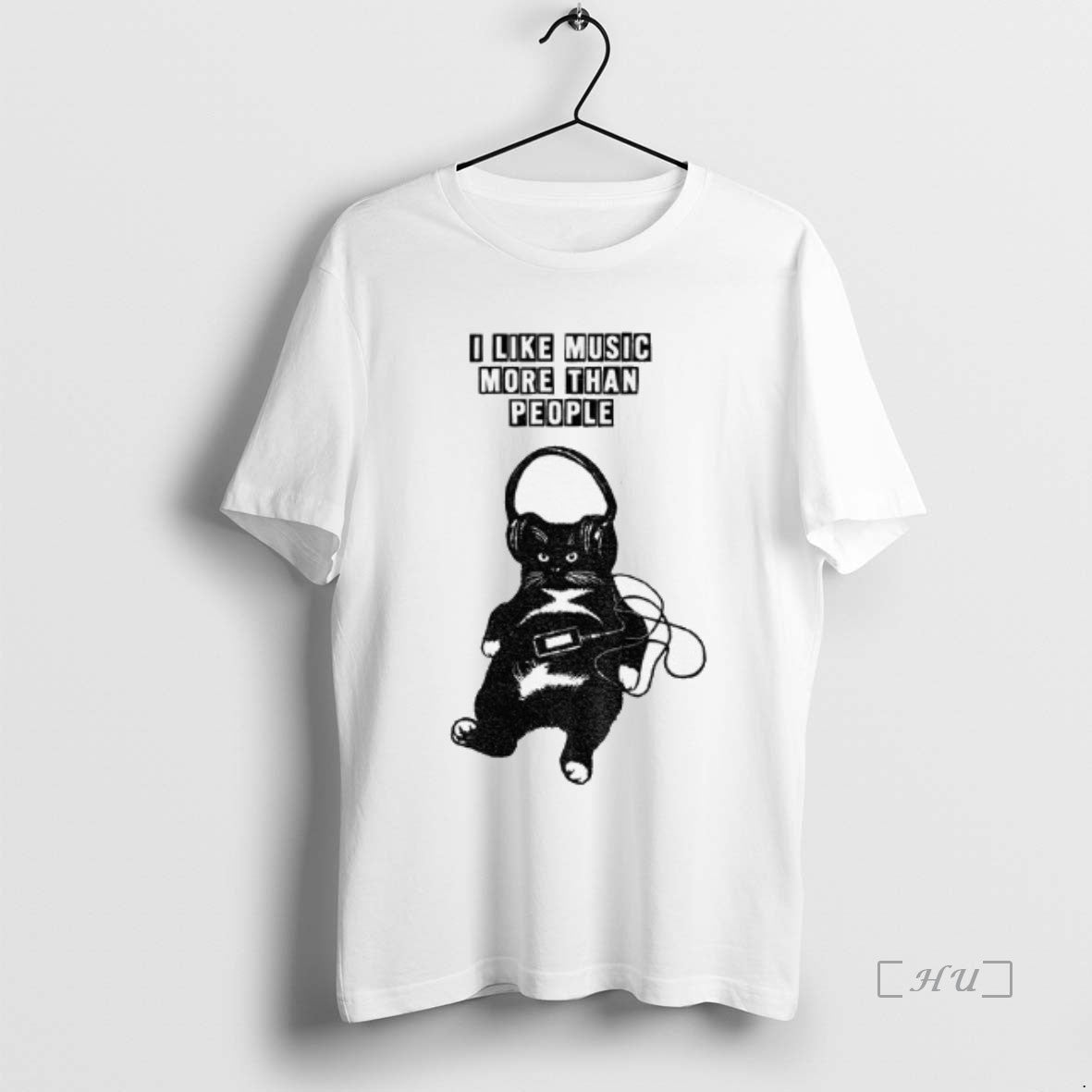 Officials Black Cat I Like Music More Than People Shirt Hoodie Sweatshirt | PurePodTees.com