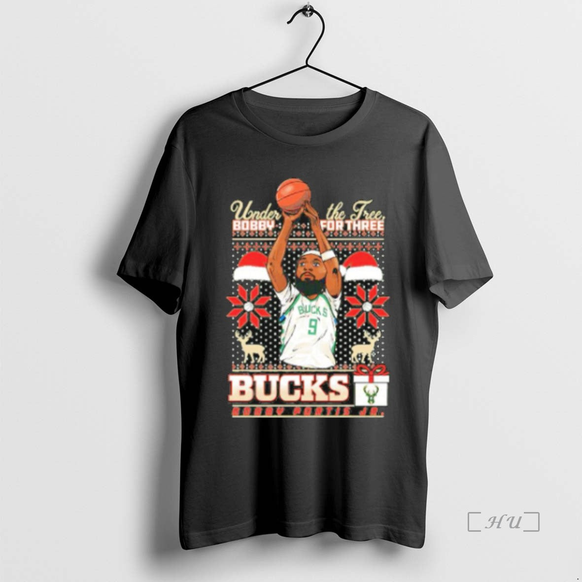 Officials Bobby Portis Jr Milwaukee Bucks Under The Tree Bobby For Three Christmas Premium Shirt Hoodie Sweatshirt