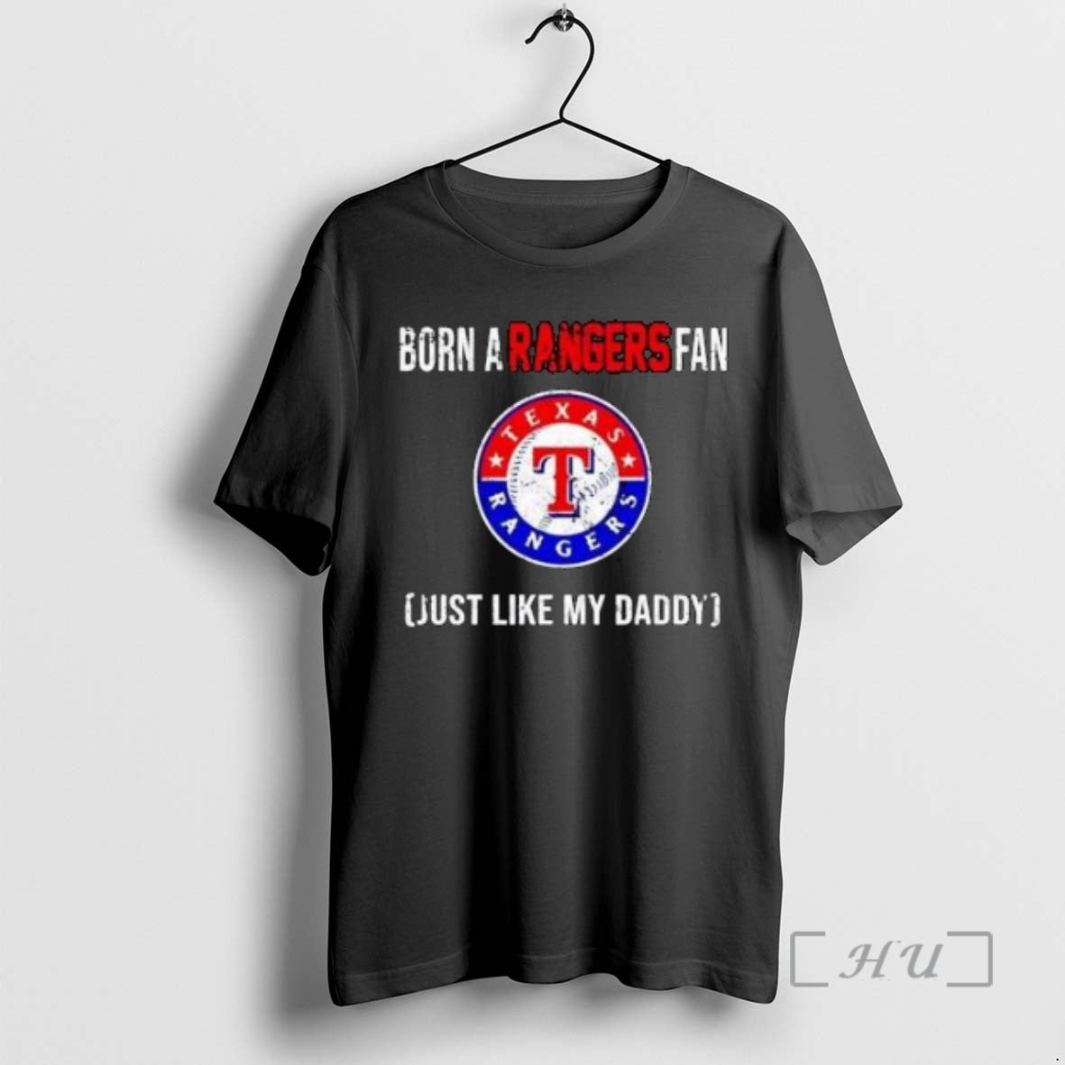 Officials Born A Texas Rangers Fan Just Like My Daddy 2025 Circle Black Premium Shirt Hoodie Sweatshirt | PurePodTees.com