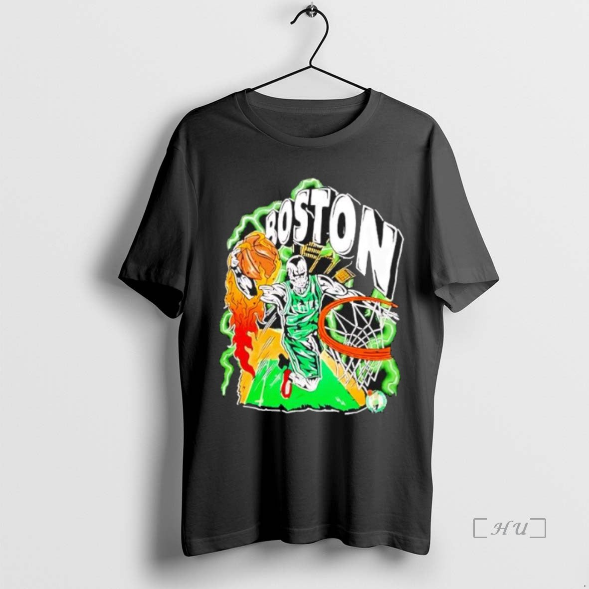 Officials Boston Celtics Warren Lotas Skyline Skeleton Black Shirt Hoodie Sweatshirt | PurePodTees.com