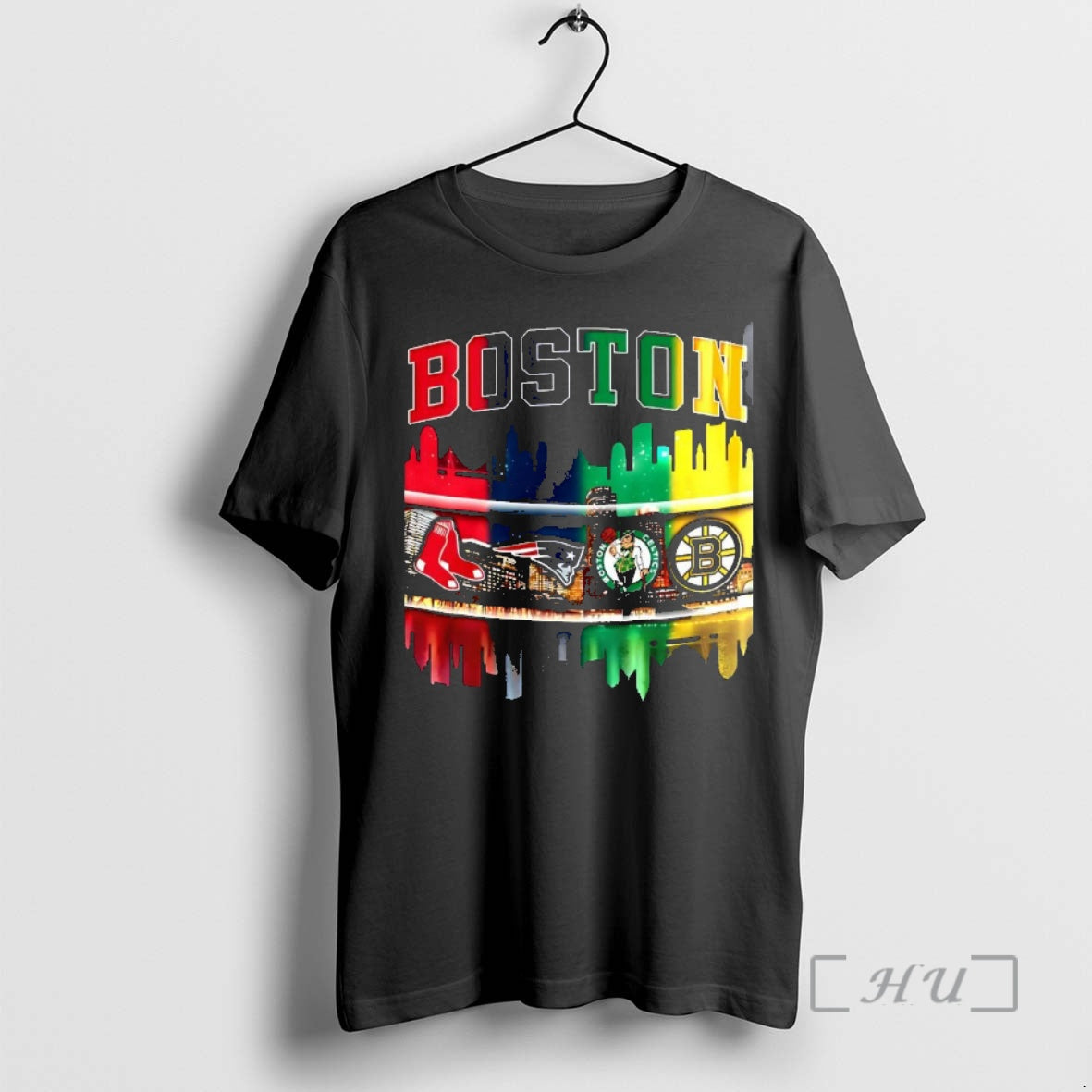 Officials Boston Sports Teams Red Sox Patriots Celtics Bruins Logo City Skyline Premium T Shirts Hoodie Sweatshirt