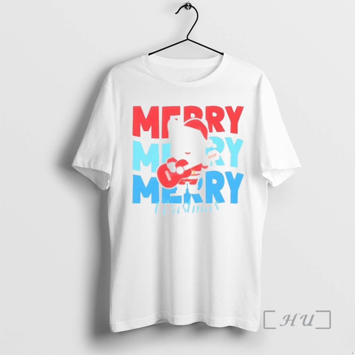 Officials Bulldog Santa Guitar Merry Merry Merry Christmas Shirt Hoodie Sweatshirt | PurePodTees.com