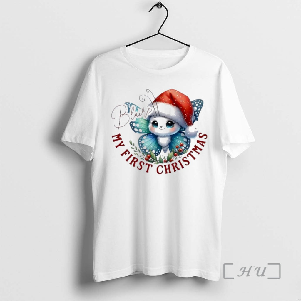 Officials Butterfly Xmas Babys First Christmas Personalized Ornaments White Shirt Hoodie Sweatshirt | PurePodTees.com