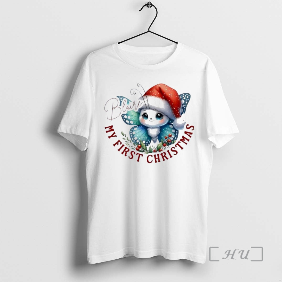 Officials Butterfly Xmas Babys First Christmas Personalized Ornaments White Shirt Hoodie Sweatshirt | PurePodTees.com