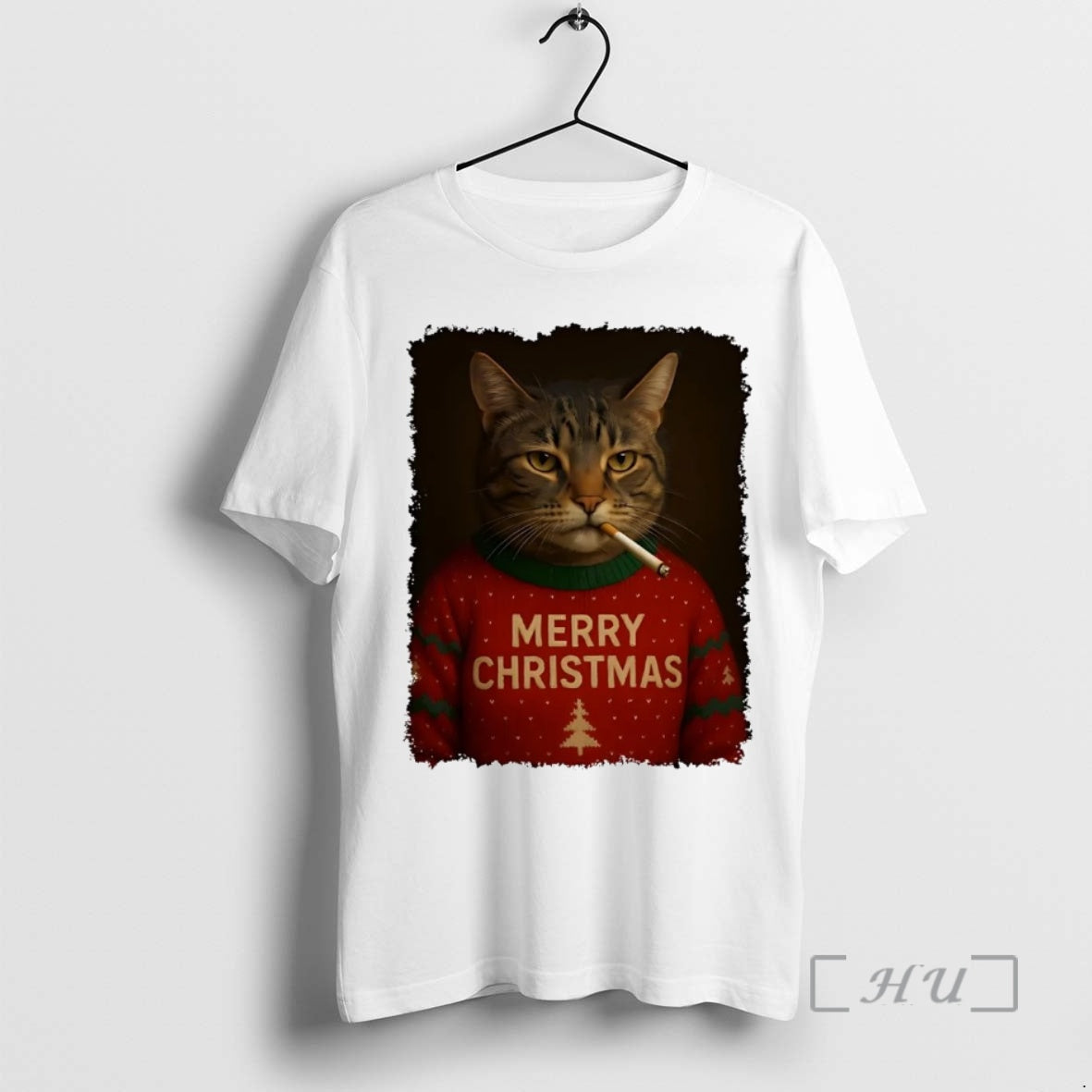 Officials Cat Smoking Cigs Merry Ugly Christmas Shirt Hoodie Sweatshirt | PurePodTees.com