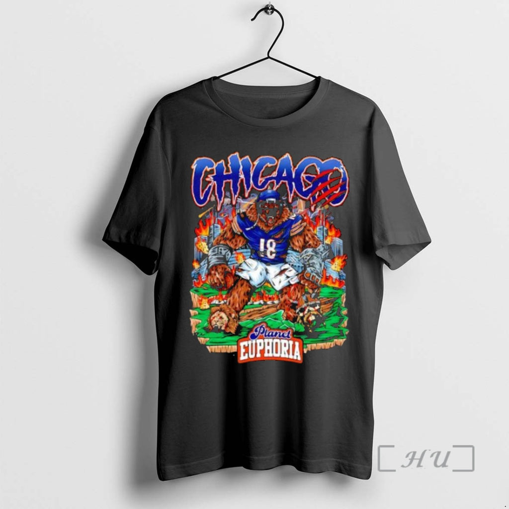 Officials Chicago Bear Monster Football 18 Planet Euphoria Limited Design Extremely Rare Premium T Shirts Hoodie Sweatshirt