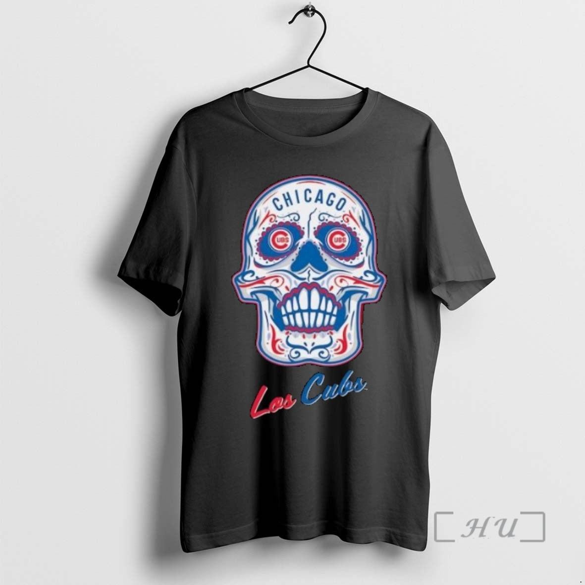 Officials Chicago Cubs Mitchell Ness Sugar Skull Boxy Circle Black Shirt Hoodie Sweatshirt | PurePodTees.com