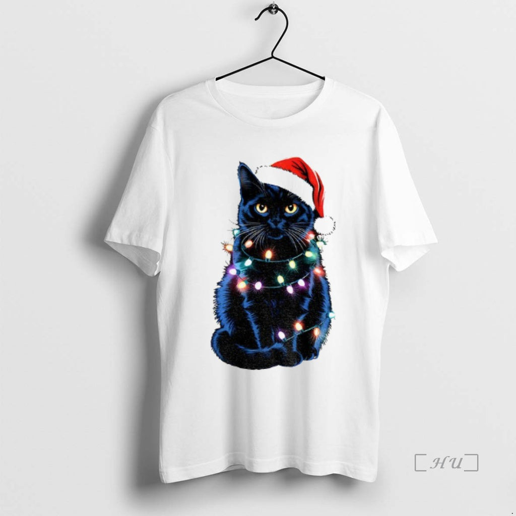 Officials Christmas Black Cat Holiday Lights Shirt Hoodie Sweatshirt | PurePodTees.com