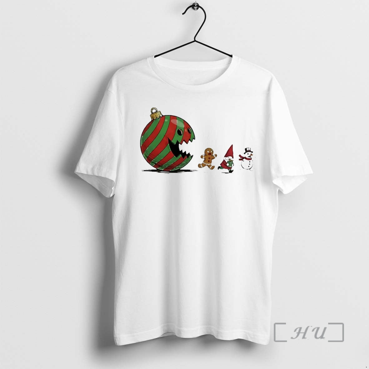 Officials Christmas Pacman Eating Gingerbread Santa Snowman Shirt Hoodie Sweatshirt | PurePodTees.com
