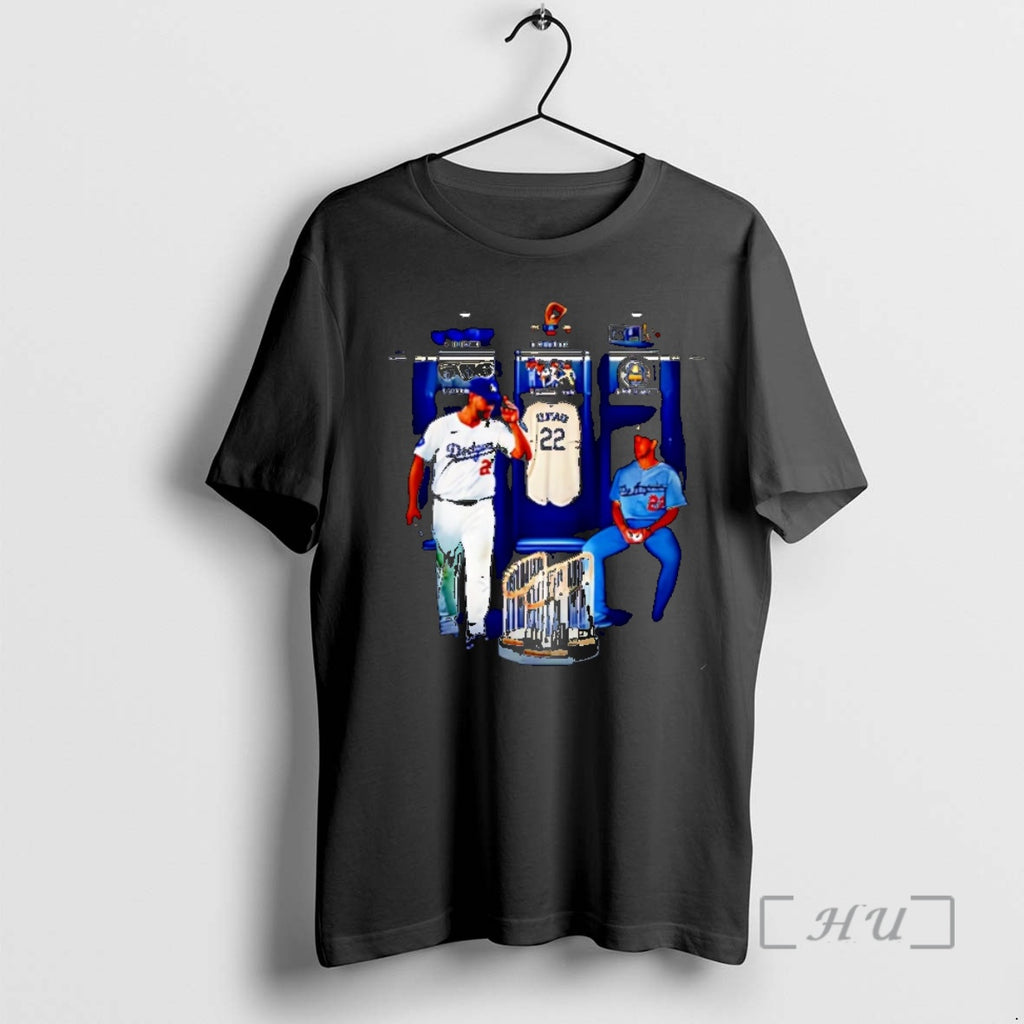 Officials Clayton Kershaw Locker Room Los Angeles Dodgers 2025 World Series Champion Christmas Premium Shirt Hoodie...