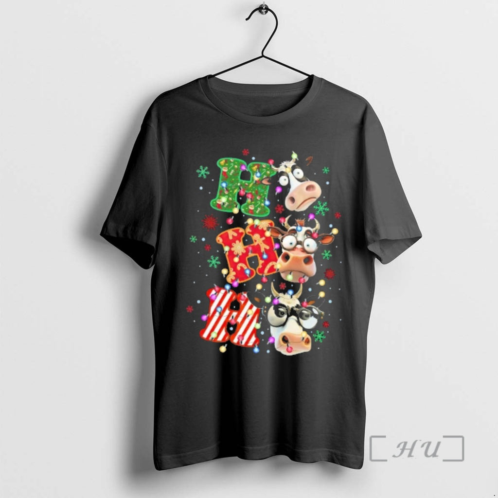 Officials Cows Christmas Lights Ho Ho Ho Shirt Hoodie Sweatshirt | PurePodTees.com