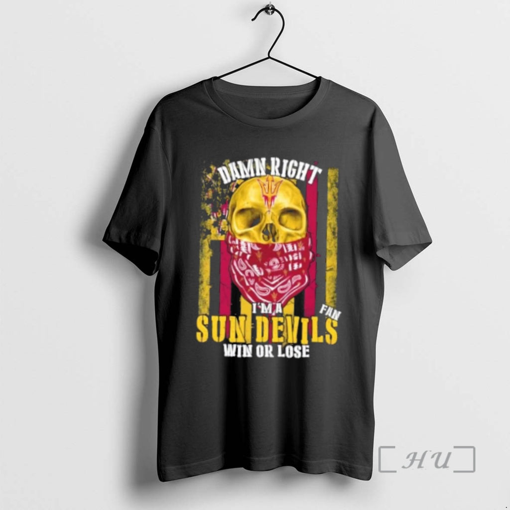 Officials Damn Right Im A Arizona State Sun Devils Fan Win Or Lose Us Flag Shirt Hoodie Sweatshirt | PurePodTees.com
