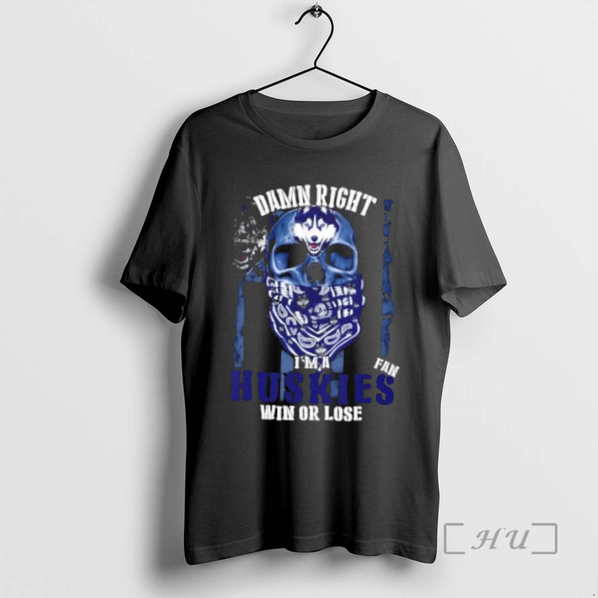 Officials Damn Right Im A Connecticut Huskies Fan Win Or Lose Us Flag Premium Shirt Hoodie Sweatshirt | PurePodTees.com