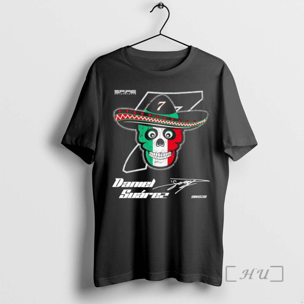 Officials Daniel Suarez Spire Motorsports Skull Signature Shirt Hoodie Sweatshirt | PurePodTees.com