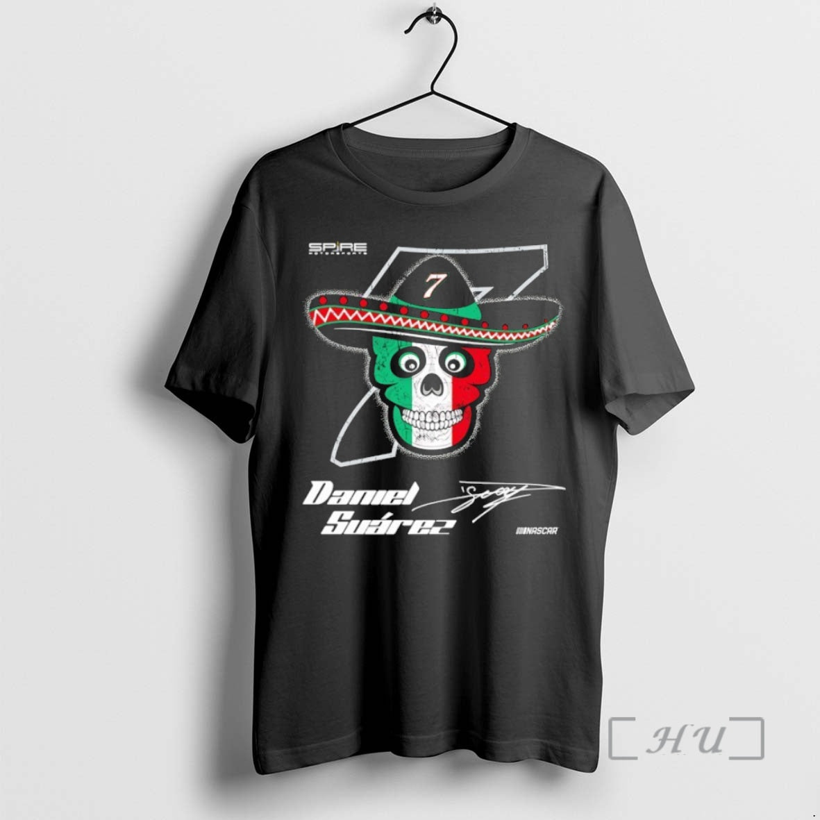 Officials Daniel Suarez Spire Motorsports Skull Signature Shirt Hoodie Sweatshirt | PurePodTees.com