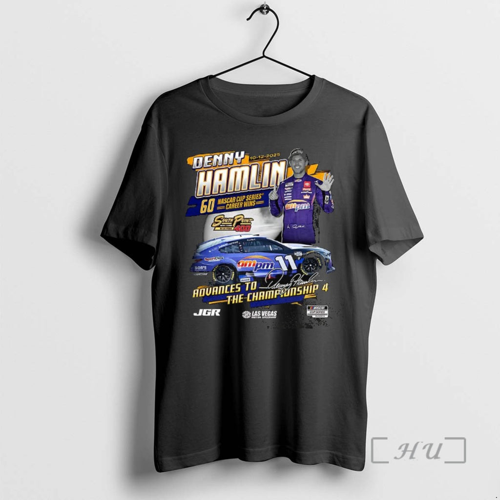 Officials Denny Hamlin Checkered Flag Sports 2025 South Point 400 Race Winner Signature