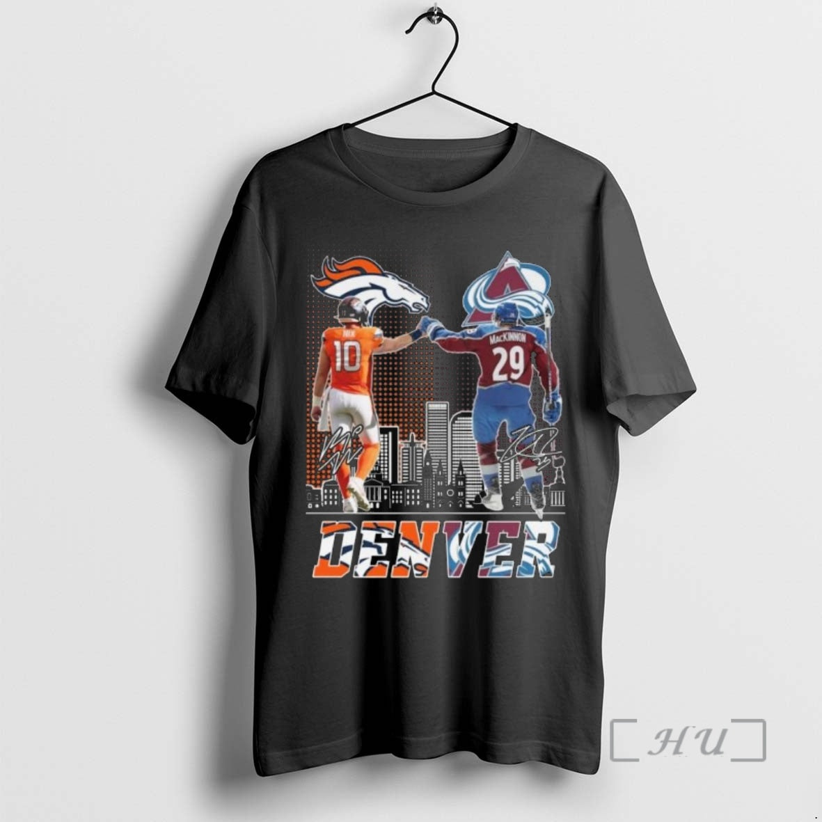 Officials Denver City Sports Team Bo Nix And Nathan Mackinnon Skyline Signatures 2025 Premium Shirt Hoodie Sweatshirt