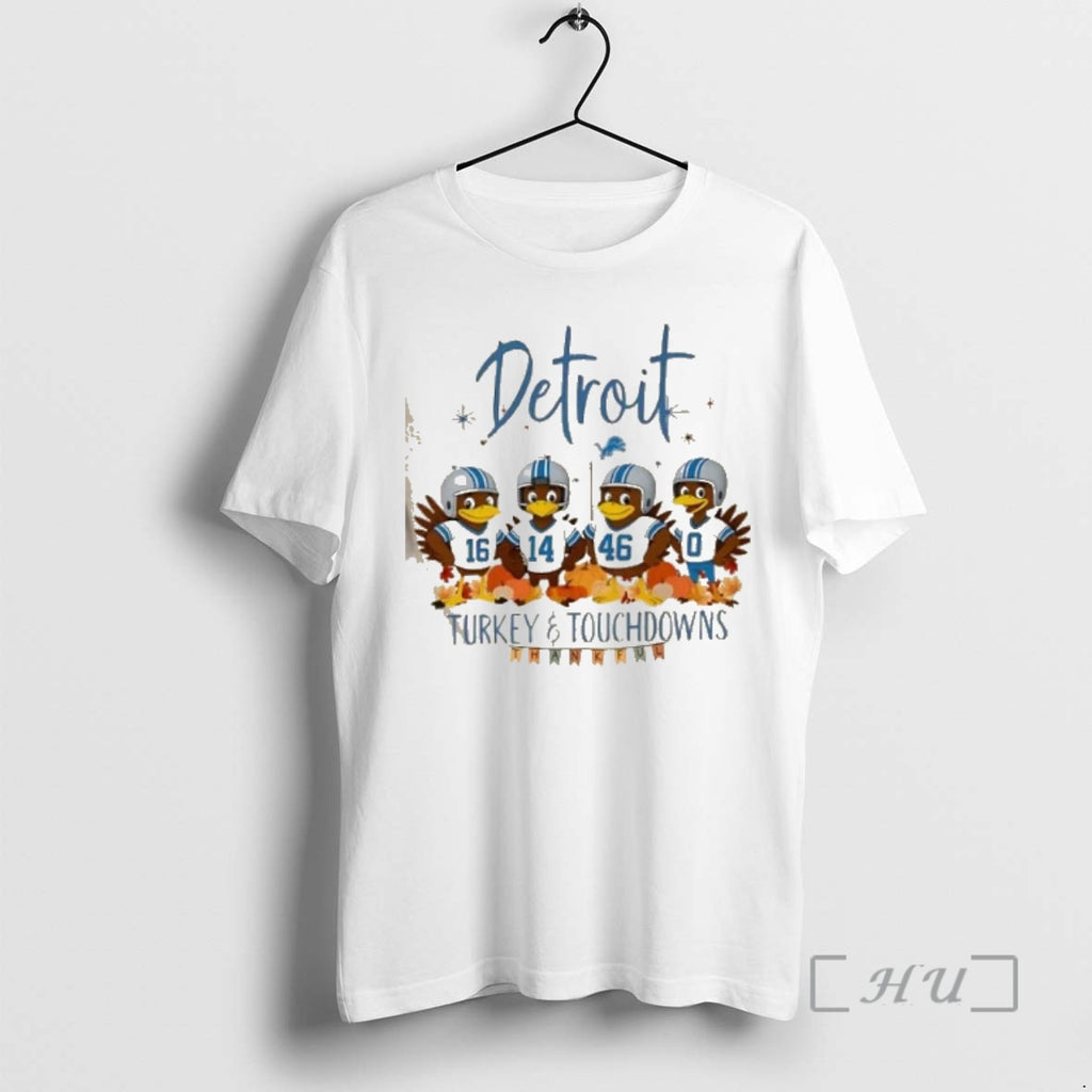 Officials Detroit Lions Football Turkey And Touchdowns Thanksgiving Shirt Hoodie Sweatshirt | PurePodTees.com