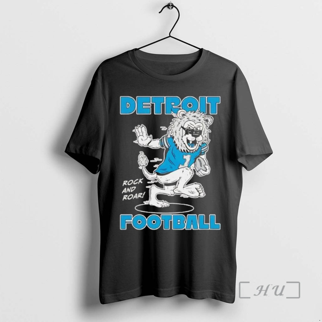 Officials Detroit Lions Rock And Roar Football Cartoon Black Shirt Hoodie Sweatshirt | PurePodTees.com