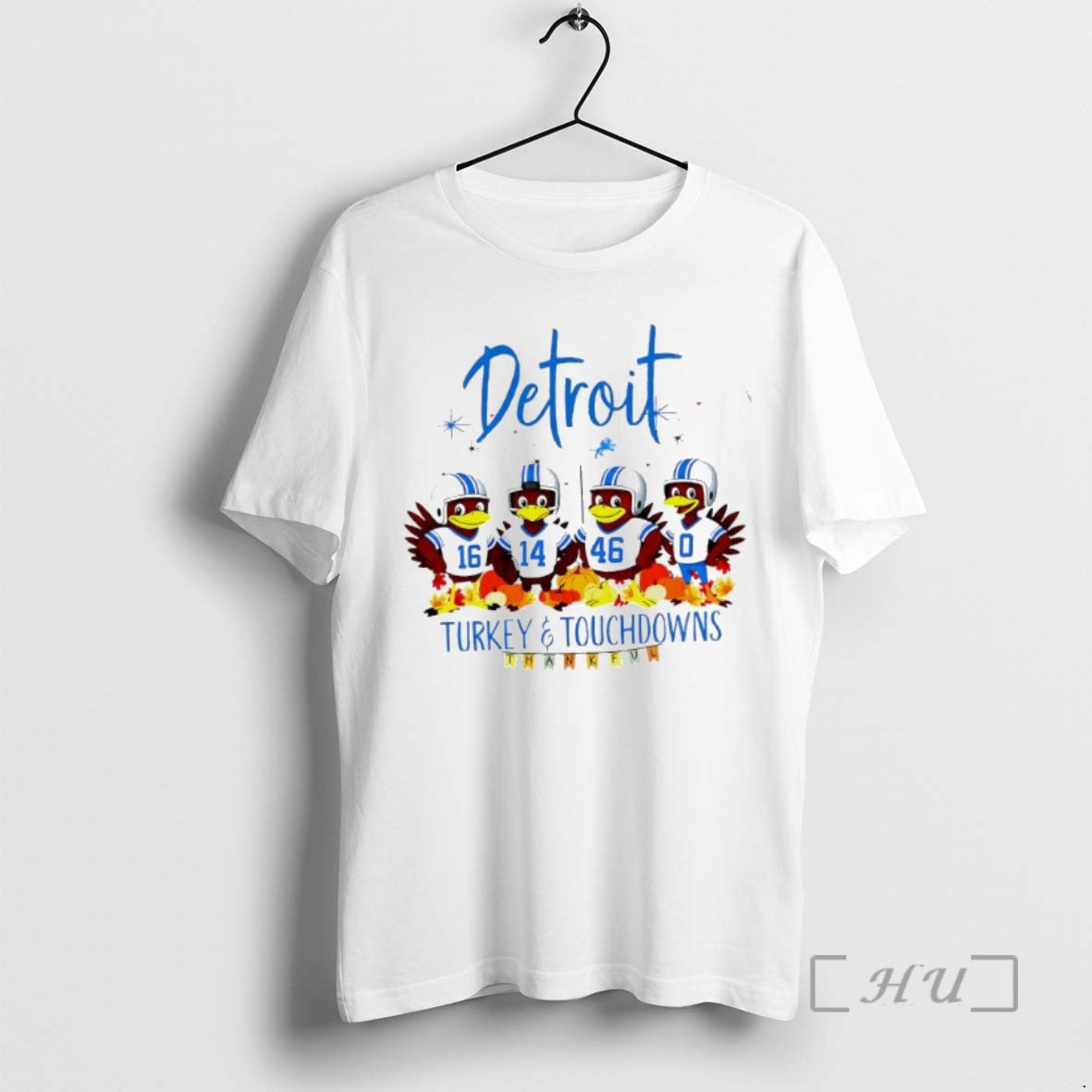 Officials Detroit Lions X Turkey Touchdowns Thanksgiving 16 14 46 0 Players Thankful Premium Shirt Hoodie Sweatshirt