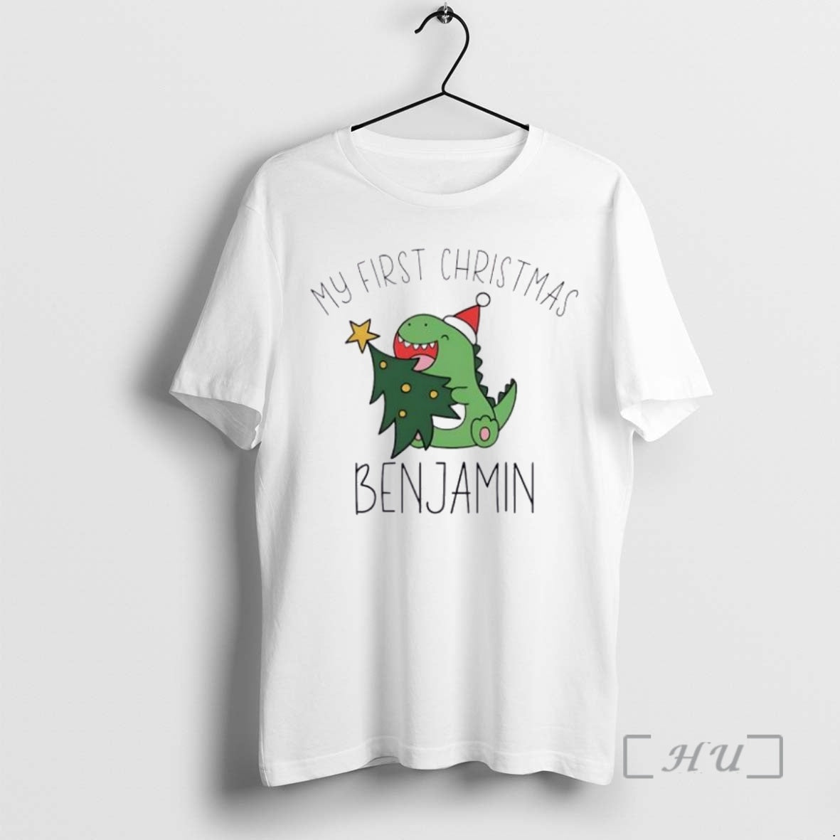 Officials Dinosaur Xmas Babys First Christmas Personalized Ornaments White Shirt Hoodie Sweatshirt | PurePodTees.com