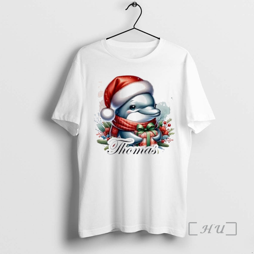 Officials Dolphin Cute Merry Christmas 2025 Personalized Ornaments White Shirt Hoodie Sweatshirt | PurePodTees.com