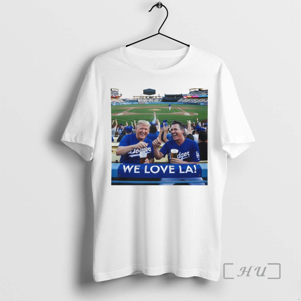 Officials Donald Trump And Gavin Newsom We Love La Los Angeles Dodgers Circle Premium Shirt Hoodie Sweatshirt