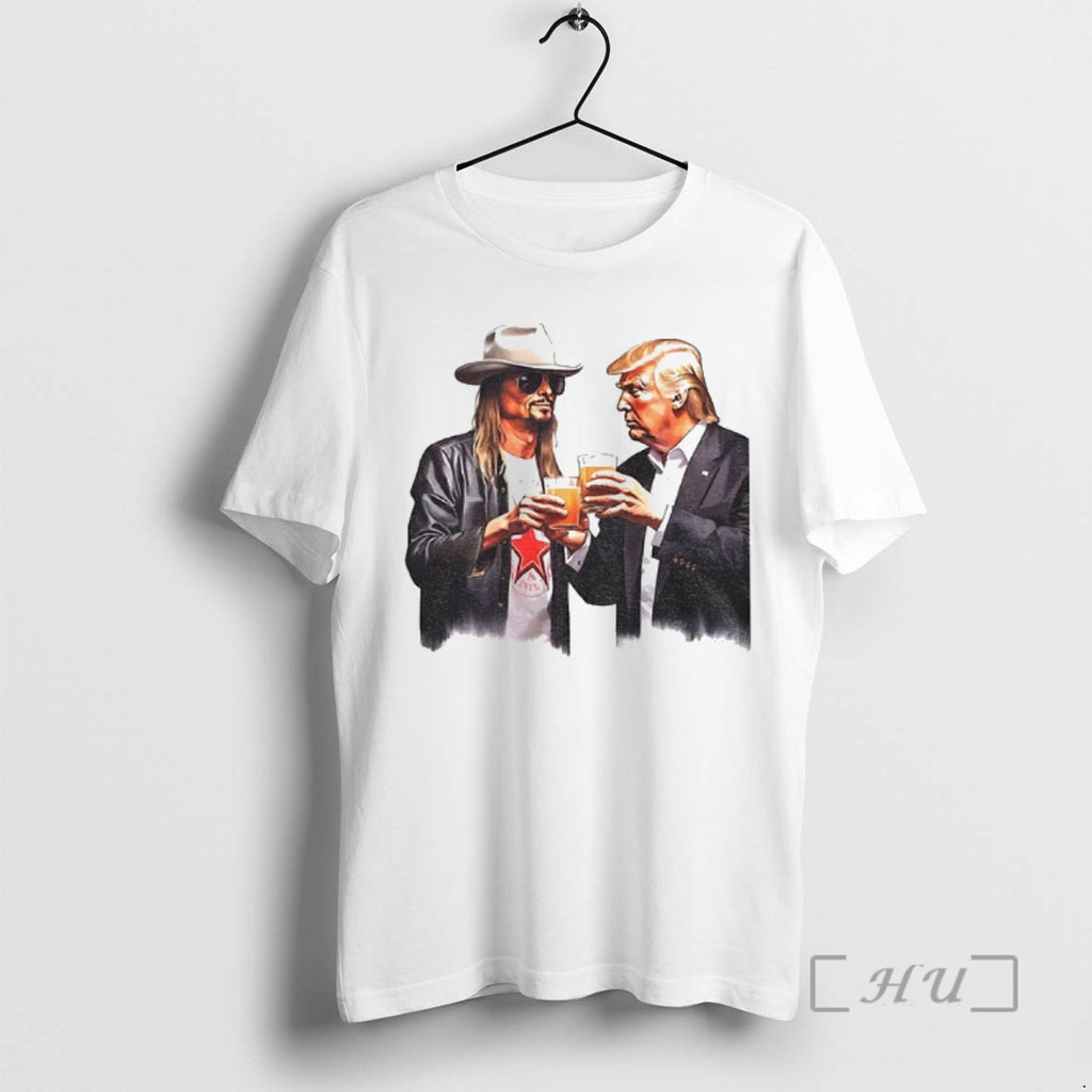 Officials Donald Trump And Kid Rock Drinking Beer Cartoon Shirt Hoodie Sweatshirt | PurePodTees.com