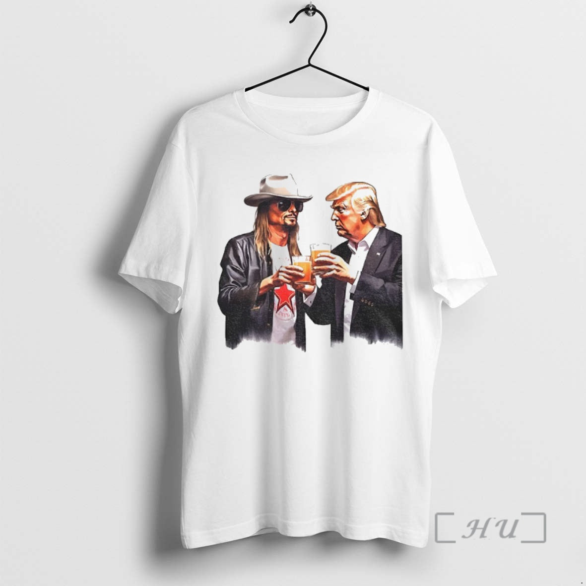 Officials Donald Trump And Kid Rock Drinking Beer Cartoon Shirt Hoodie Sweatshirt | PurePodTees.com