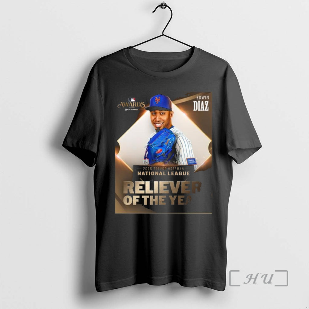 Officials Edwin Diaz 2025 Nl Reliever Of The Year Shirt Hoodie Sweatshirt | PurePodTees.com