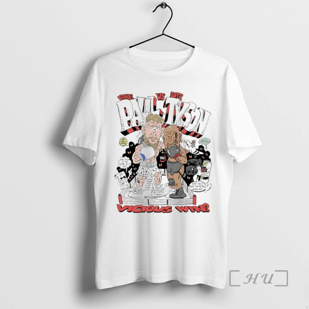 Officials Fake Paul Vs Bite Tyson Vicious Win Boxing Caricature Shirt Hoodie Sweatshirt | PurePodTees.com