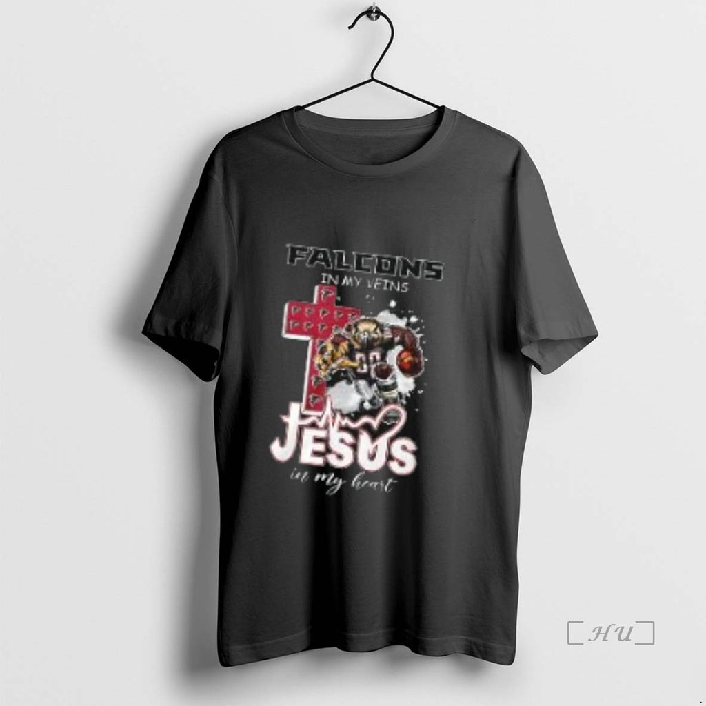 Officials Falcons In My Veins Jesus In My Heart Mascot Shirt Hoodie Sweatshirt | PurePodTees.com