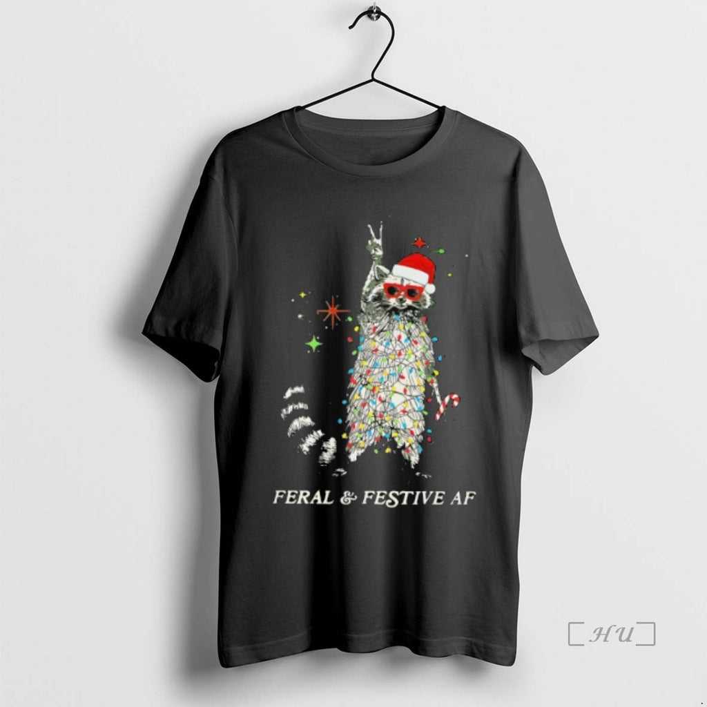 Officials Feral Festive Af Raccoon Ugly Christmas Shirt Hoodie Sweatshirt | PurePodTees.com