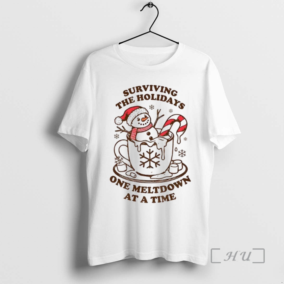 Officials Funny Christmas Melting Snowman Surviving The Holidays One Meltdown At A Time Premium Shirt Hoodie Sweatshirt