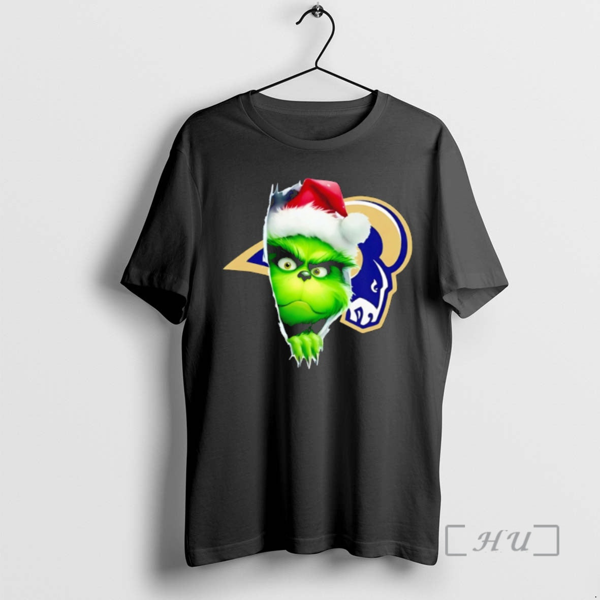 Officials Funny Grinch Peeking Through La Rams Christmas Holiday Shirt Hoodie Sweatshirt | PurePodTees.com