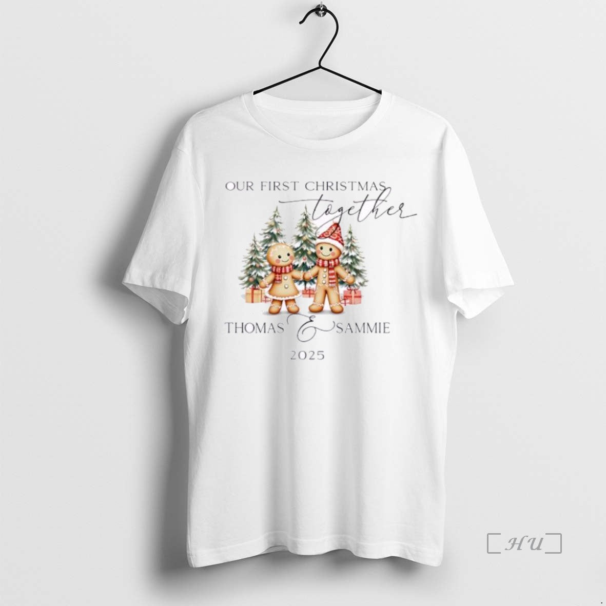 Officials Gingerbread Our First Christmas Together 2025 Personalized Ornaments White Shirt Hoodie Sweatshirt