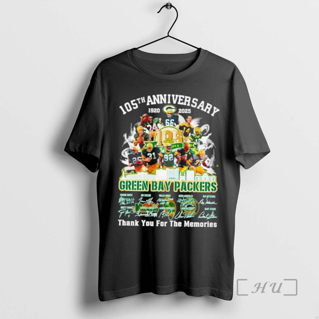 Officials Green Bay Packers 105th Anniversary 1920 2025 Thank You For The Memories Signatures Premium Shirt Hoodie Sweatshirt