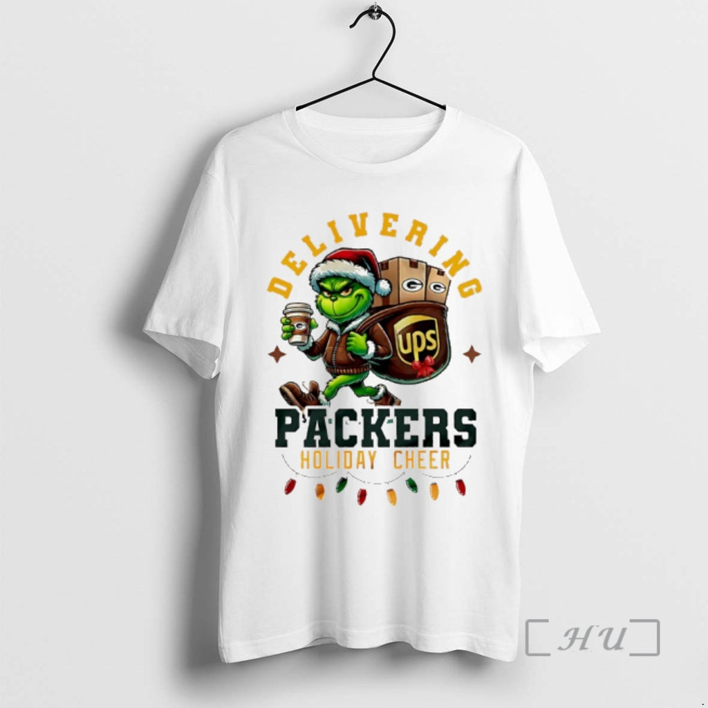 Officials Green Bay Packers Grinch Delivering Ups Holiday Cheer Christmas Shirt Hoodie Sweatshirt | PurePodTees.com