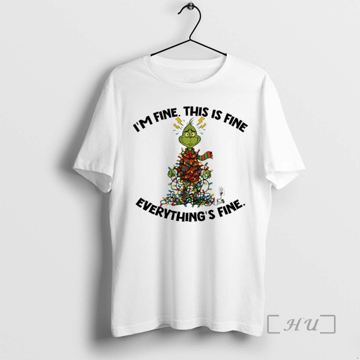 Officials Grinch Christmas Tree Im Fine This Is Fine Everythings Fine Santa Shirt Hoodie Sweatshirt | PurePodTees.com