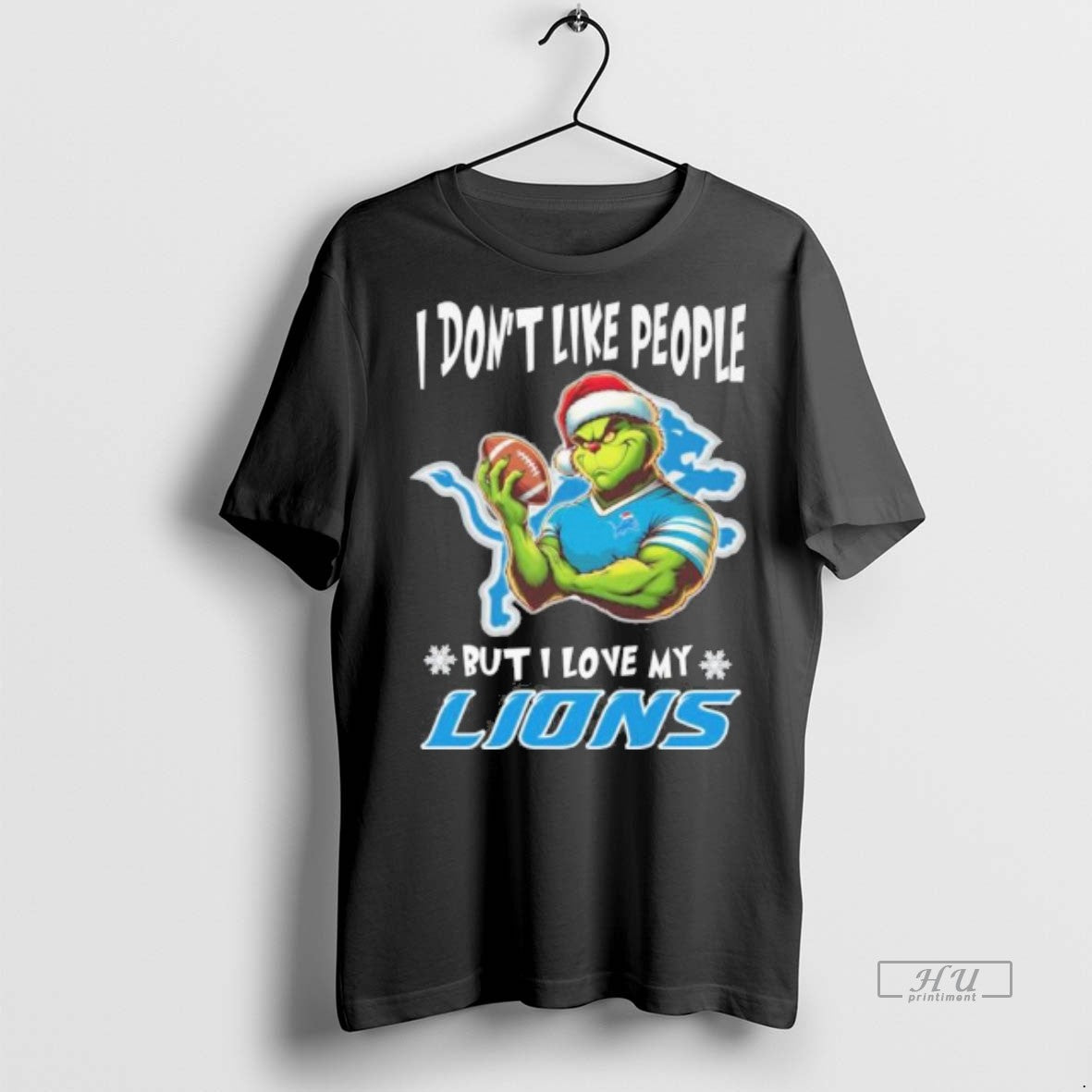 Officials Grinch I Dont Like People But I Love My Detroit Lions Christmas 2025 Premium Shirt Hoodie Sweatshirt