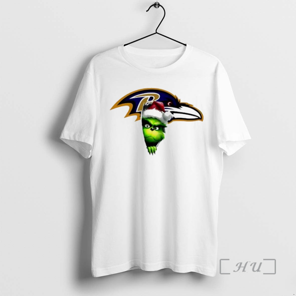Officials Grinch Peeking Through Baltimore Ravens Christmas Holiday Shirt Hoodie Sweatshirt | PurePodTees.com