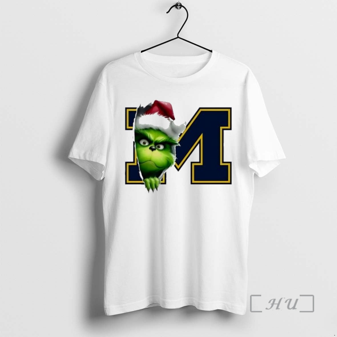 Officials Grinch Peeking Through Michigan Wolverines Christmas Holiday Shirt Hoodie Sweatshirt | PurePodTees.com