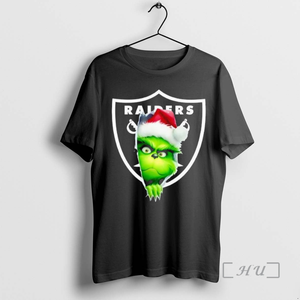 Officials Grinch Peeking Through Raiders Football Christmas Holiday Shirt Hoodie Sweatshirt | PurePodTees.com