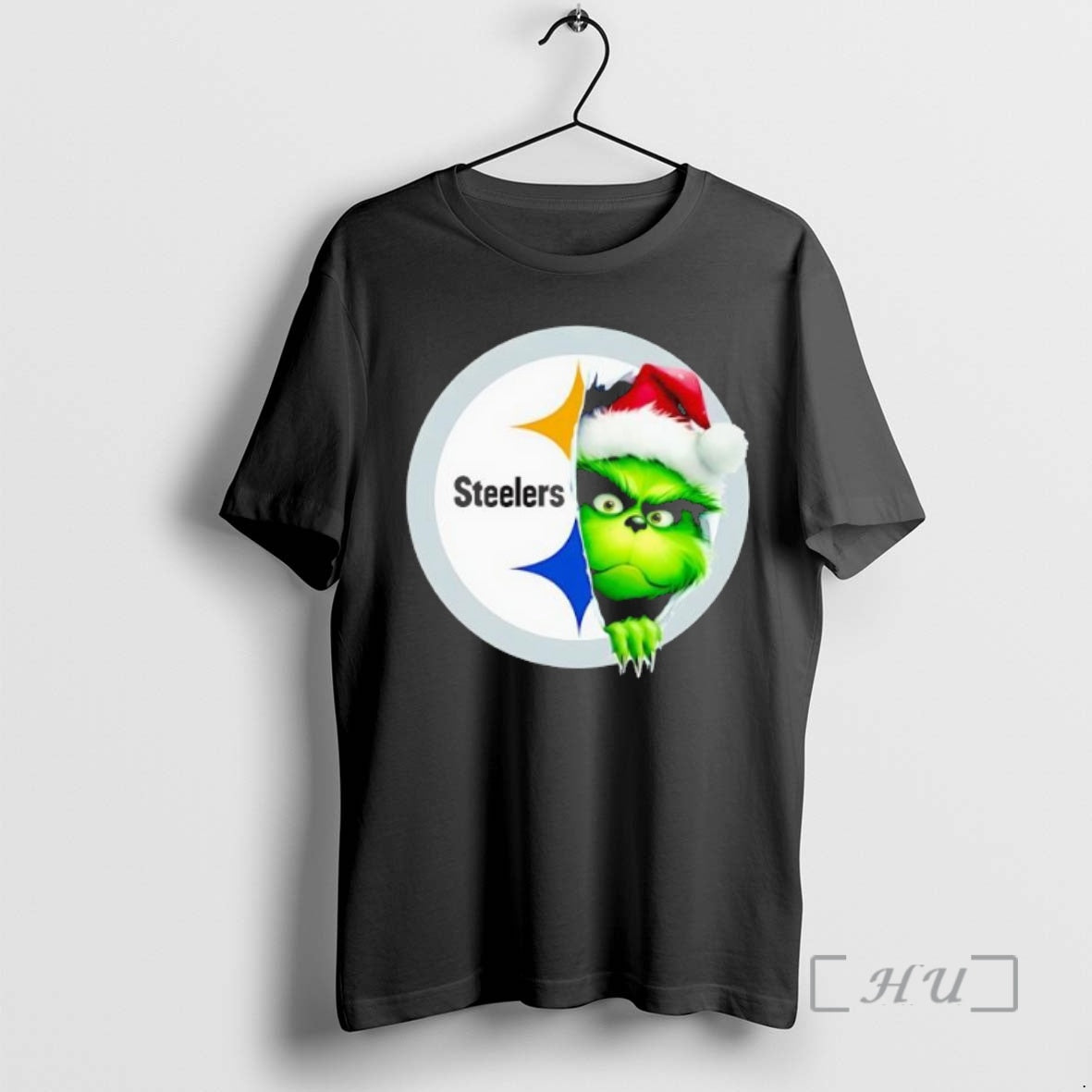 Officials Grinch Peeking Through Steelers Christmas Holiday Shirt Hoodie Sweatshirt | PurePodTees.com