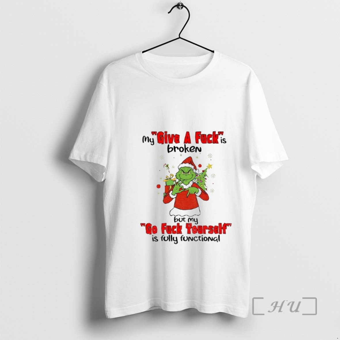 Officials Grinch Santa My Give A Fuck Is Broken But My Go Fuck Yourself Is Shirt Hoodie Sweatshirt | PurePodTees.com