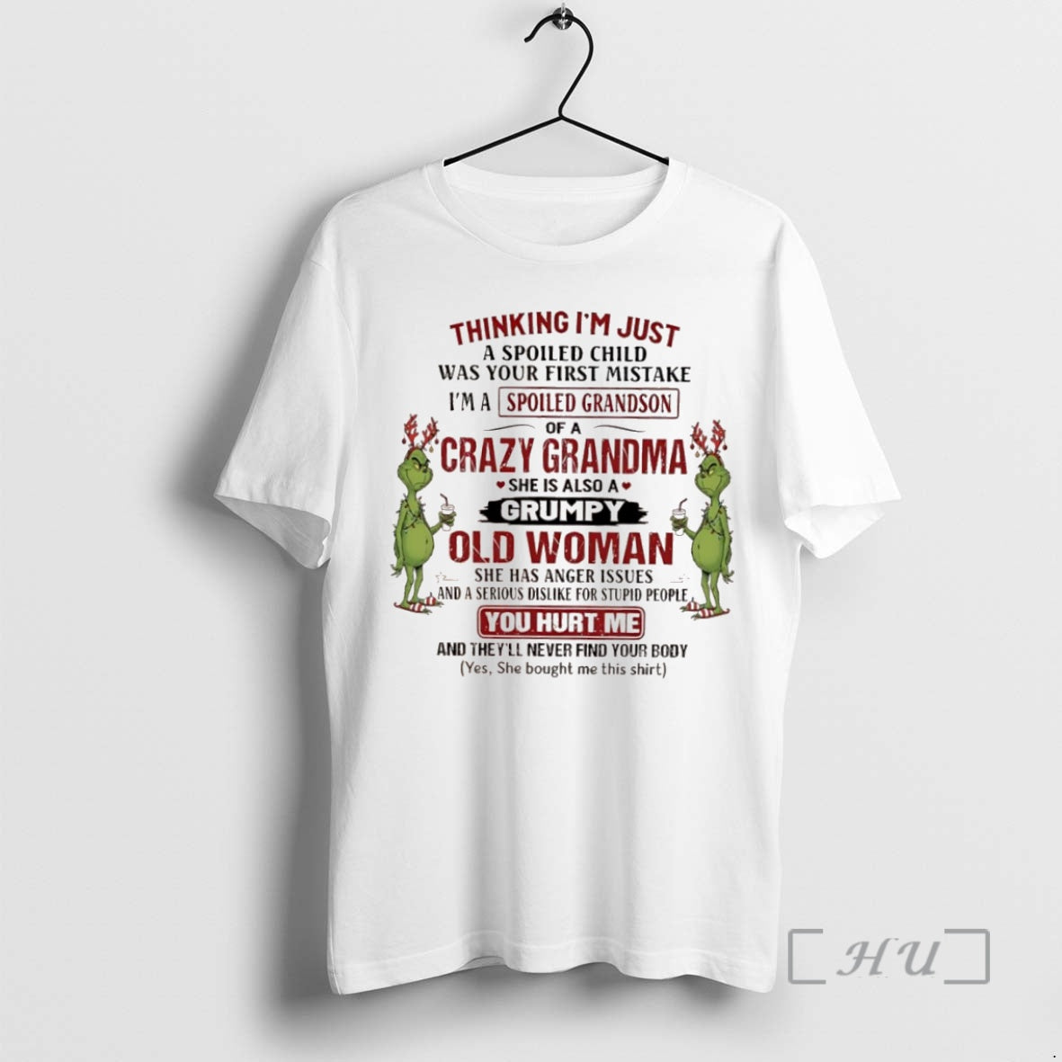 Officials Grinch Xmas Im A Spoiled Grandson Of A Crazy Grandma She Is Also Shirt Hoodie Sweatshirt | PurePodTees.com