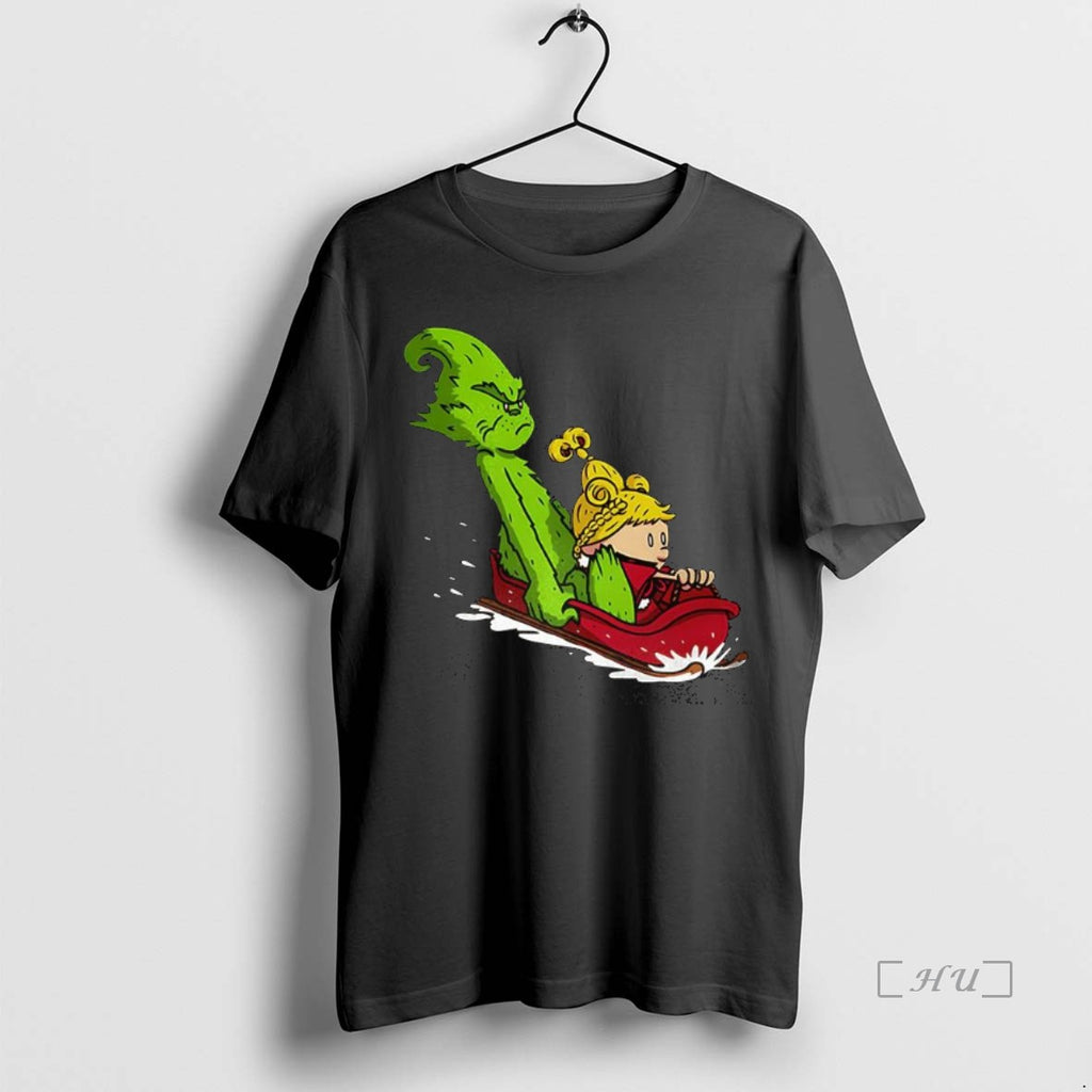 Officials Grinch And Cindy Lou Who On A Sleigh Christmas Shirt Hoodie Sweatshirt | PurePodTees.com