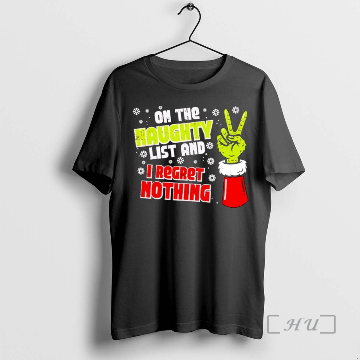 Officials Grinch Hand On Naughty List Regret Nothing Xmas Christmas Shirt Hoodie Sweatshirt | PurePodTees.com