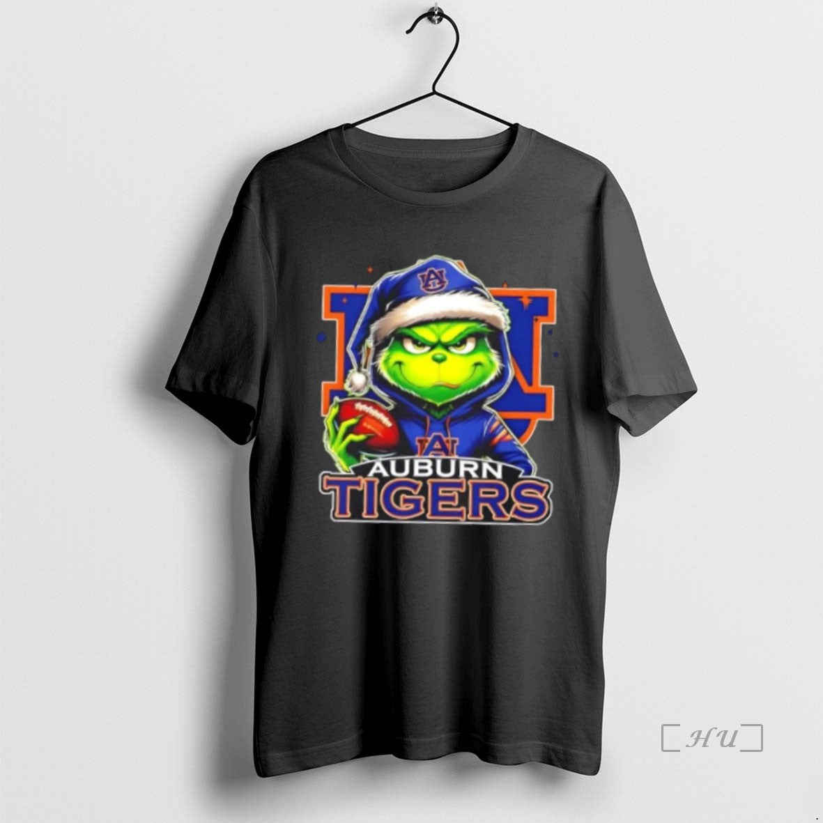 Officials Grinch Is Holding A Ball And Smiling At Auburn Tigers Fans Christmas Premium Shirt Hoodie Sweatshirt