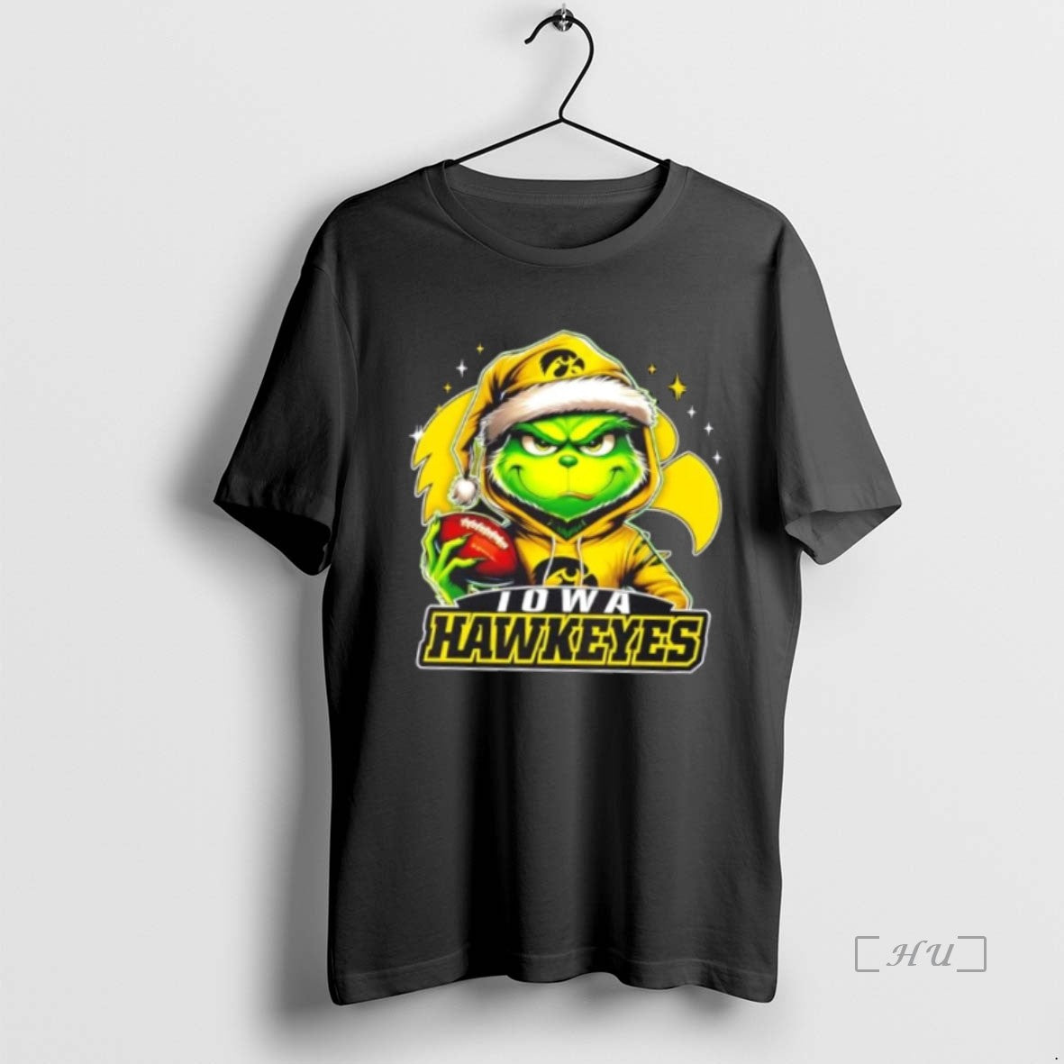 Officials Grinch Is Holding A Ball And Smiling At Iowa Hawkeyes Fans Christmas Premium Shirt Hoodie Sweatshirt